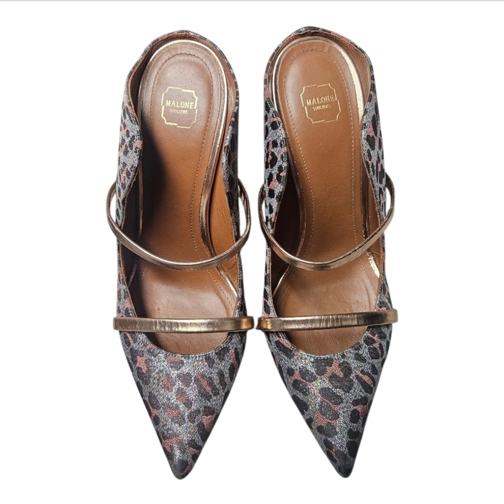 MALONE SOULIERS | Maureen Leopard Print Mule Heels EU 38.5 / US 8 - Picture 2 of 7